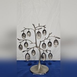 Silver Brushed Metal Photo Tree Frame - Family Tree 12"tall 12"wide